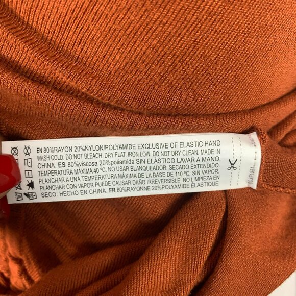 🟣🟣🟣 FOREVER 21 Women's Size Medium Burnt Orange Puff Sleeve Rouched Tie Fitte - Picture 9 of 10